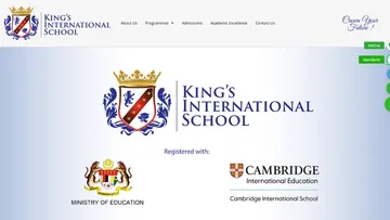 International school website featuring student curriculum and campus info