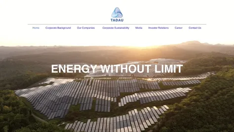 Renewable energy corporate site showcasing solar infrastructure projects