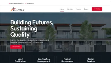 Industrial manufacturing website design for Avantex Kuala Lumpur