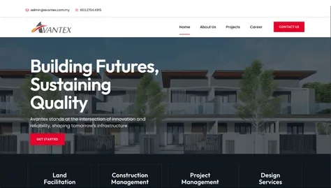 Industrial manufacturing website design for Avantex Kuala Lumpur