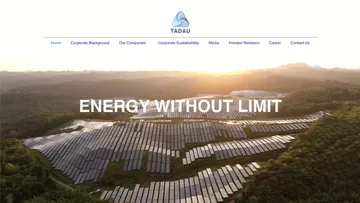 Renewable energy corporate site showcasing solar infrastructure projects